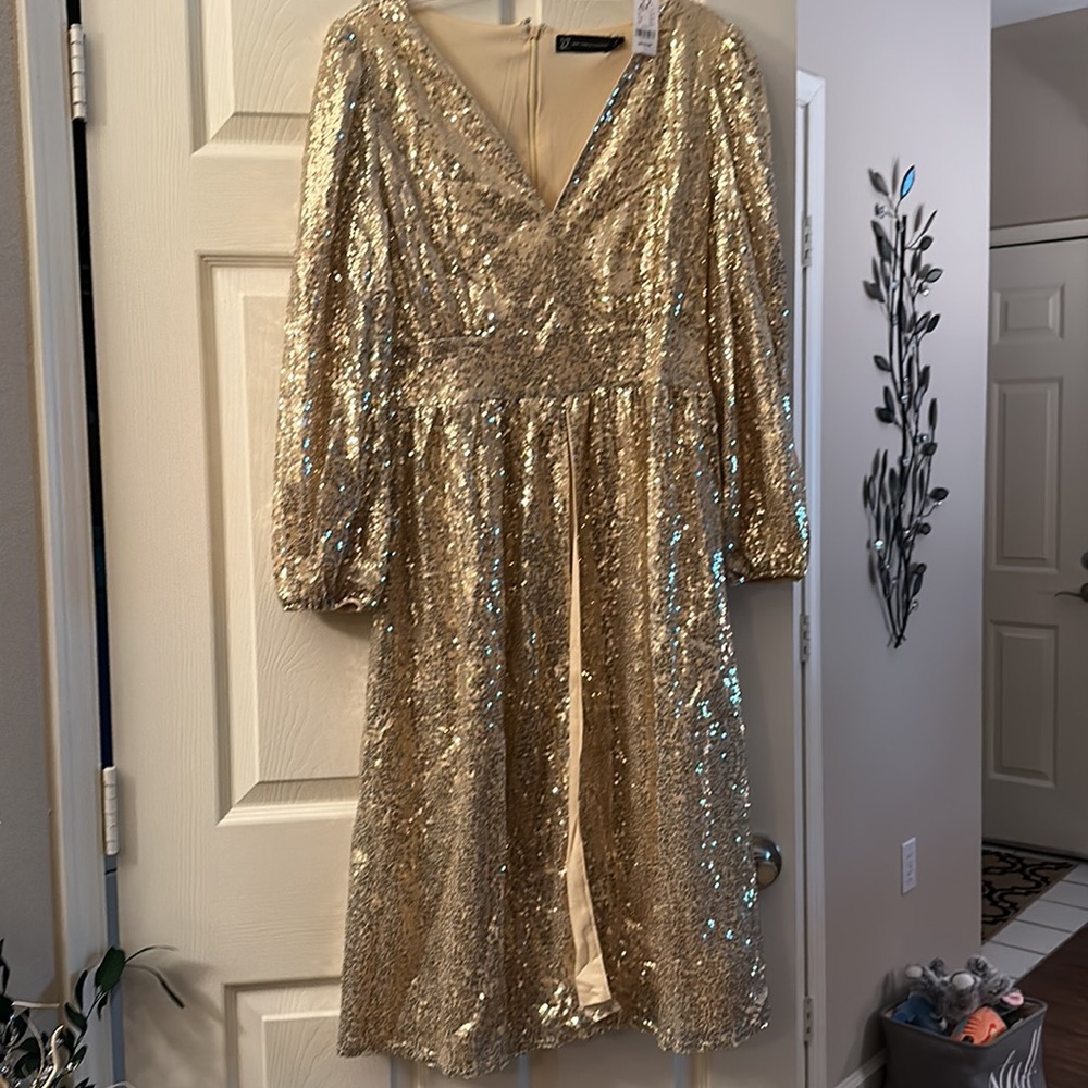 Long gold sequin top